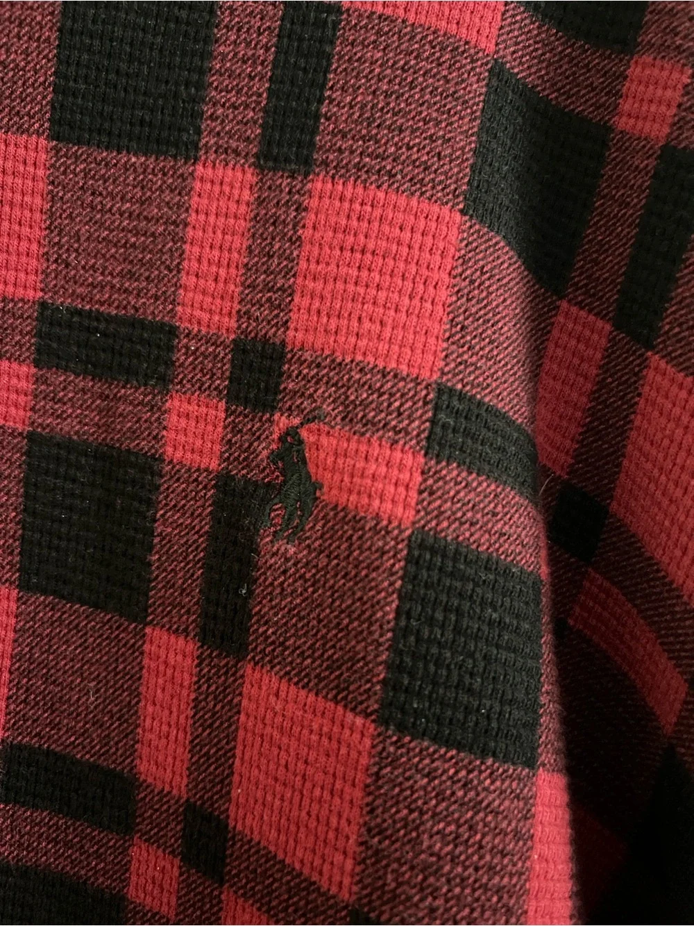 Polo by Ralph Lauren Red and Black Plaid Crewneck Thermal Sweater
